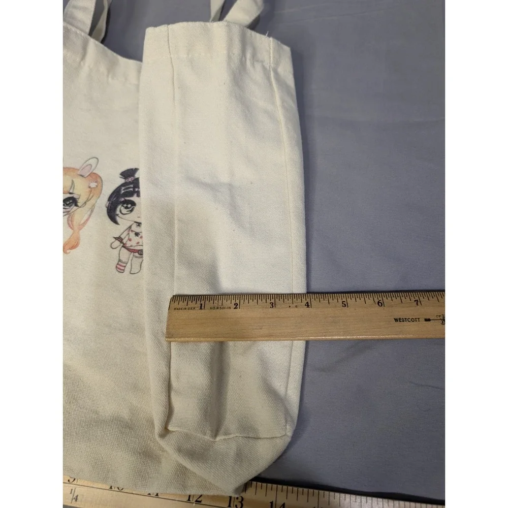 Kawaii Anime Chibi Canvas Tote Bag Artist Signed Harajuku‎ Cute Magnetic Snap